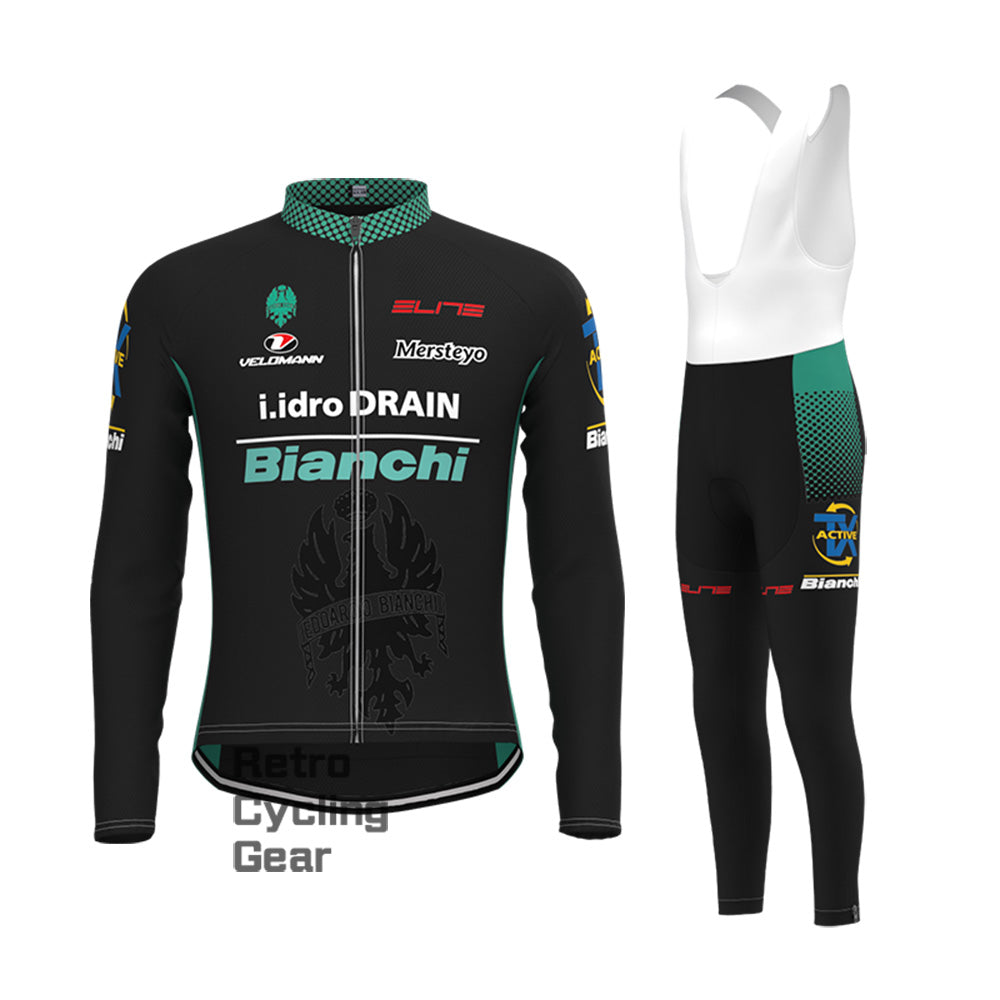 black  Bianchi Long Sleeve Cycling Kits