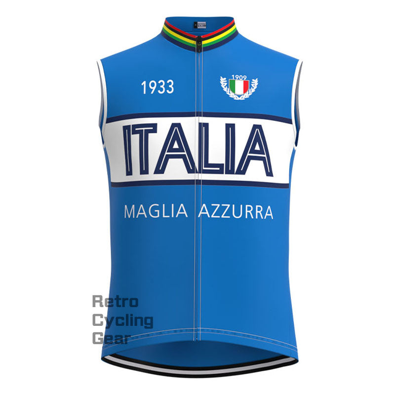 Maglia Azzurra Italia Retro Long Sleeve Cycling Kit