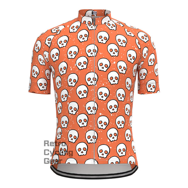 Orange Cartoon Skull Short Sleeves Cycling Jersey
