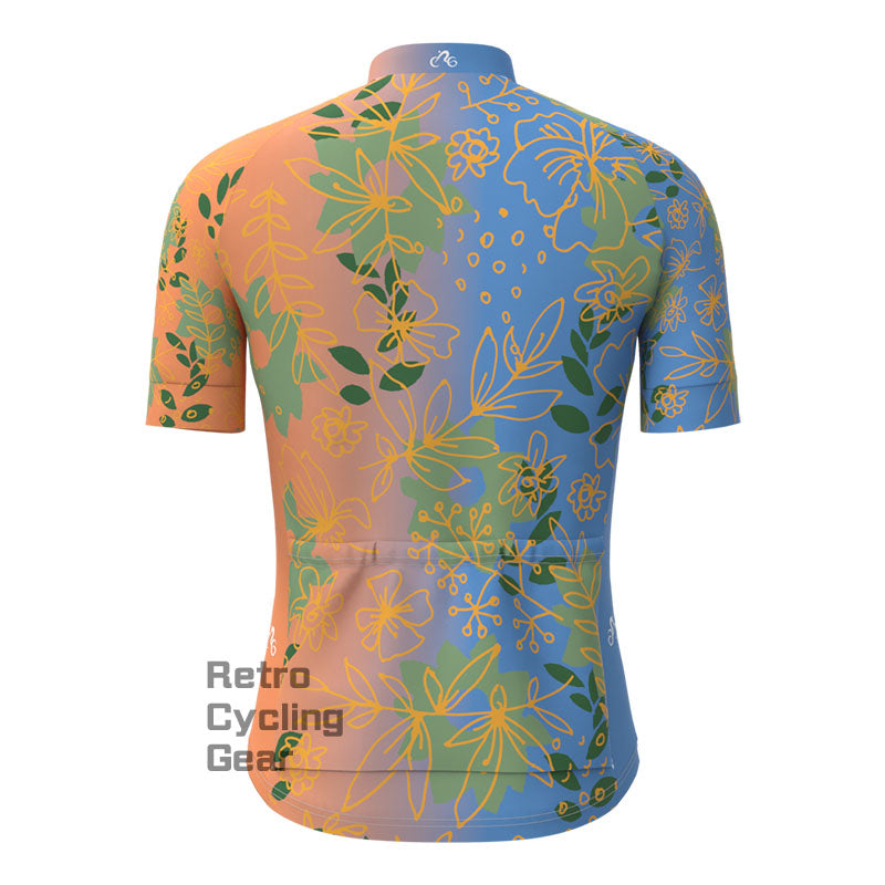 Golden Silk Flower Short Sleeves Cycling Jersey