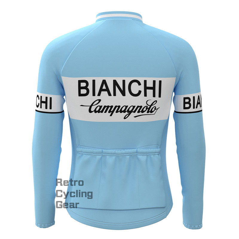 Bianchi Blue Fleece Retro Long Sleeves Jerseys