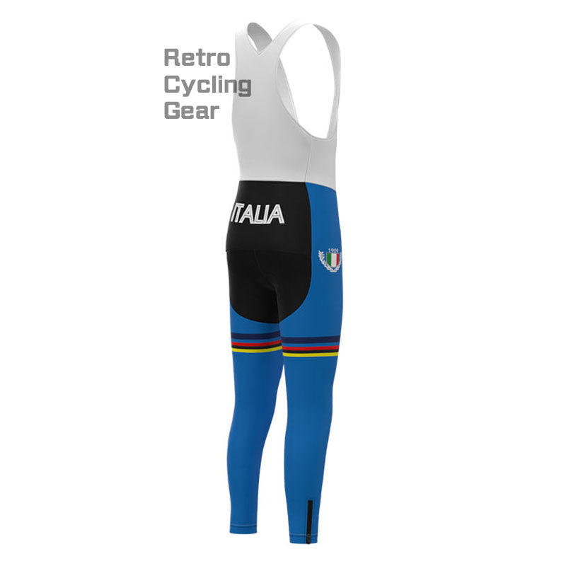 Maglia Azzurra Italia Retro Long Sleeve Cycling Kit